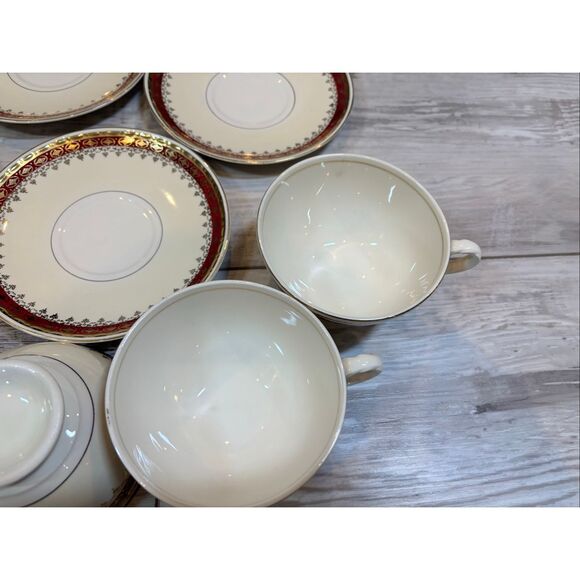 Homer Laughlin Georgian Eggshell Vintage Tea Cups and Saucers 8pc set - Picture 7 of 12